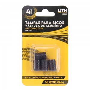 Jogo de Tampas  em Alumínio para Bicos de Válvula Preto 4 peças LT6210S